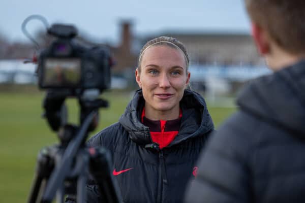 BIRKENHEAD, ENGLAND - Wednesday, February 8, 2023: Liverpool's Emma Koivisto during a promotional event in partnership with Vista at the Solar Campus. (Pic by David Rawcliffe/Propaganda)