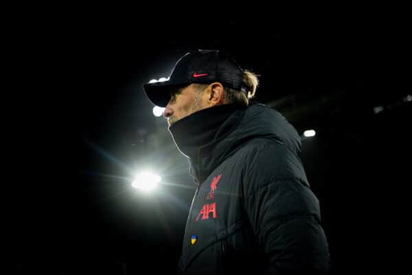 LONDON, ENGLAND - Saturday, February 25, 2023: Liverpool's manager Jürgen Klopp before the FA Premier League match between Crystal Palace FC and Liverpool FC at Selhurst Park. (Pic by David Rawcliffe/Propaganda)