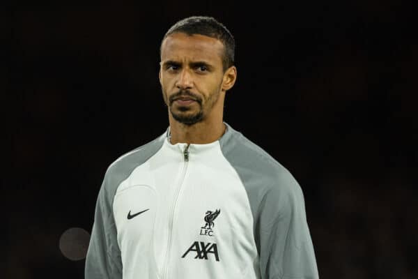 LONDON, ENGLAND - Saturday, February 25, 2023: Liverpool's Joël Matip lines-up before the FA Premier League match between Crystal Palace FC and Liverpool FC at Selhurst Park. (Pic by David Rawcliffe/Propaganda)