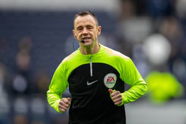 LONDON, ENGLAND - Sunday, February 26, 2023: Referee Stuart Attwell during the pre-match warm-up before the FA Premier League match between Tottenham Hotspur FC and Chelsea FC at the Tottenham Hotspur Stadium. Tottenham won 2-0. (Pic by Jessica Hornby/Propaganda)