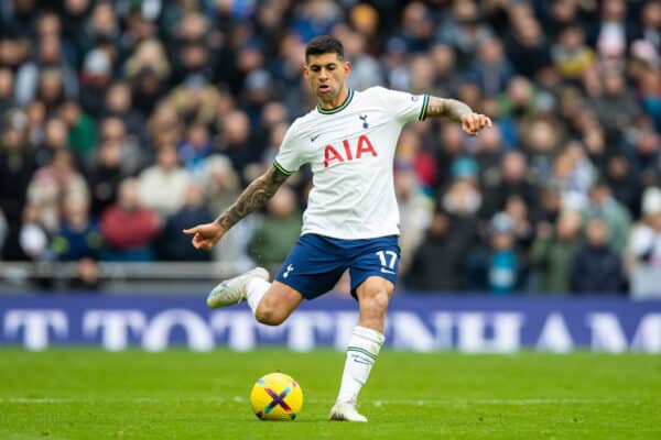 LONDON, ENGLAND - Sunday, February 26, 2023:  Tottenham Hotspur's Cristian Romero during the FA Premier League match between Tottenham Hotspur FC and Chelsea FC at the Tottenham Hotspur Stadium. Tottenham won 2-0. (Pic by Jessica Hornby/Propaganda)