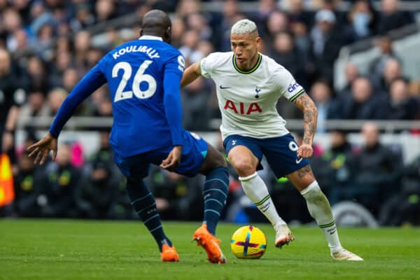 LONDON, ENGLAND - Sunday, February 26, 2023:  Tottenham Hotspur's Richarlison during the FA Premier League match between Tottenham Hotspur FC and Chelsea FC at the Tottenham Hotspur Stadium. Tottenham won 2-0. (Pic by Jessica Hornby/Propaganda)