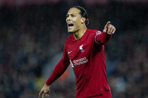 LIVERPOOL, ENGLAND - Wednesday, March 1, 2023: Liverpool's Virgil van Dijk during the FA Premier League match between Liverpool FC and Wolverhampton Wanderers FC at Anfield. (Pic by David Rawcliffe/Propaganda)