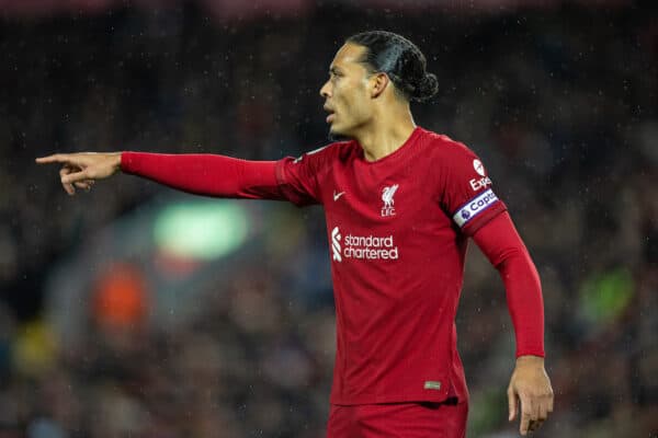 LIVERPOOL, ENGLAND - Wednesday, March 1, 2023: Liverpool's Virgil van Dijk during the FA Premier League match between Liverpool FC and Wolverhampton Wanderers FC at Anfield. (Pic by David Rawcliffe/Propaganda)