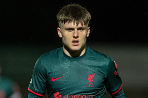 LONDON, ENGLAND - Monday, March 6, 2023: Liverpool's Ben Doak during the Premier League 2 Division 1 match between Arsenal FC Under-21's and Liverpool FC Under-21's at Meadow Park. Liverpool won 1-0. (Pic by David Rawcliffe/Propaganda)