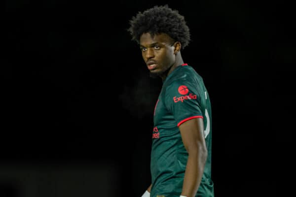 LONDON, ENGLAND - Monday, March 6, 2023: Liverpool's Billy Koumetio during the Premier League 2 Division 1 match between Arsenal FC Under-21's and Liverpool FC Under-21's at Meadow Park. Liverpool won 1-0. (Pic by David Rawcliffe/Propaganda)