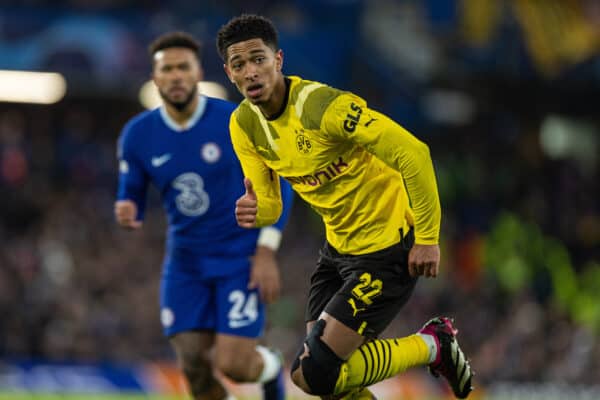 LONDON, ENGLAND - Tuesday, March 7, 2023: Borussia Dortmund's Jude Bellingham during the UEFA Champions League Round of 16 2nd Leg game between Chelsea FC and Borussia Dortmund at Stamford Bridge. Chelsea won 2-0, 2-1 on aggregate. (Pic by David Rawcliffe/Propaganda)