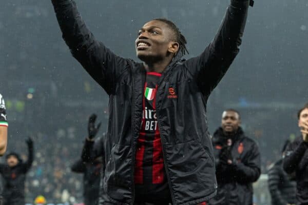 LONDON, ENGLAND - Wednesday, March 8, 2023: AC Milan's Rafael Leão celebrates after the UEFA Champions League Round of 16 2nd Leg game between Tottenham Hotspur FC and AC Milan at the Tottenham Hotspur Stadium. The game ended in a goal-less draw, AC Milan won 1-0 on aggregate. (Pic by David Rawcliffe/Propaganda)