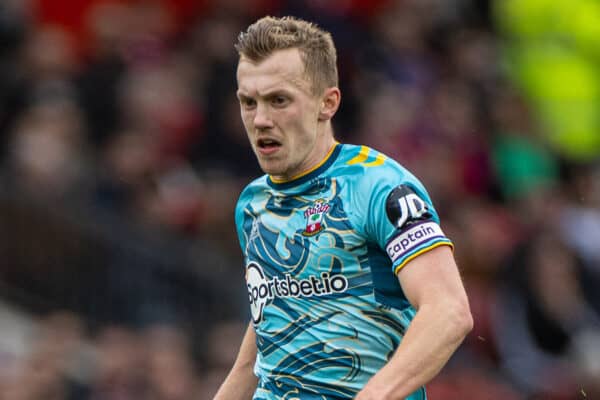 MANCHESTER, ENGLAND - Sunday, March 12, 2023: Southampton's James Ward-Prowse during the FA Premier League match between Manchester United and Southampton FC at Old Trafford. The game ended in a goal-less draw. (Pic by David Rawcliffe/Propaganda)