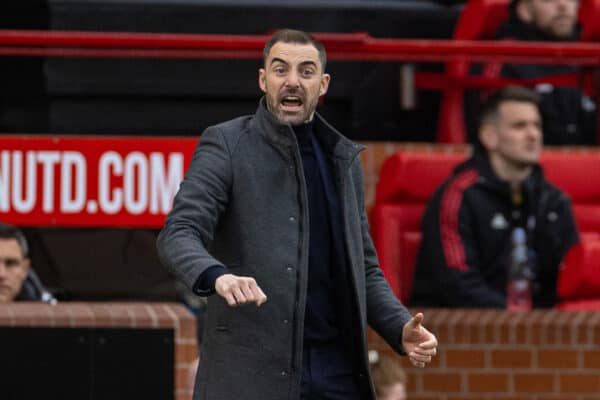 MANCHESTER, ENGLAND - Sunday, March 12, 2023: Southampton's manager Rubén Sellés during the FA Premier League match between Manchester United and Southampton FC at Old Trafford. The game ended in a goal-less draw. (Pic by David Rawcliffe/Propaganda)