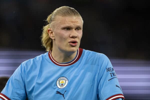 MANCHESTER, ENGLAND - Saturday, March 18, 2023: Manchester City's Erling Haaland during the FA Cup Quarter-Final match between Manchester City FC and Burnley FC at the City of Manchester Stadium. Man City won 6-0. (Pic by David Rawcliffe/Propaganda)