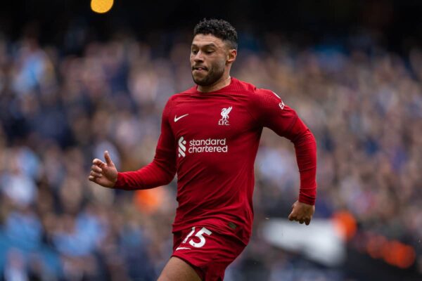 MANCHESTER, ENGLAND - Saturday, April 1, 2023: Liverpool's Alex Oxlade-Chamberlain during the FA Premier League match between Manchester City FC and Liverpool FC at the City of Manchester Stadium. Man City won 4-1. (Pic by David Rawcliffe/Propaganda)