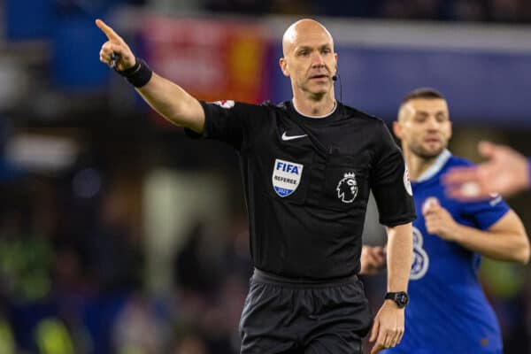 LONDON, ENGLAND - Tuesday, April 4, 2023: Referee Anthony Taylor during the FA Premier League match between Chelsea FC and Liverpool FC at Stamford Bridge. (Pic by David Rawcliffe/Propaganda)