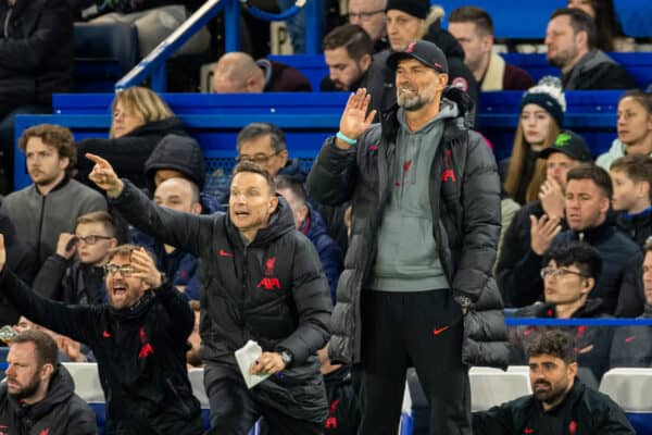 LONDON, ENGLAND - Tuesday, April 4, 2023: Liverpool's manager Jürgen Klopp during the FA Premier League match between Chelsea FC and Liverpool FC at Stamford Bridge. (Pic by David Rawcliffe/Propaganda)