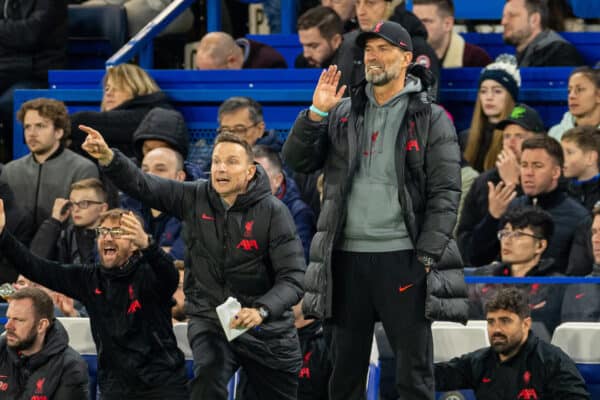 LONDON, ENGLAND - Tuesday, April 4, 2023: Liverpool's manager Jürgen Klopp during the FA Premier League match between Chelsea FC and Liverpool FC at Stamford Bridge. (Pic by David Rawcliffe/Propaganda)