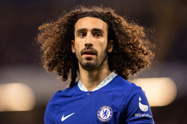 LONDON, ENGLAND – Dienstag, 4. April 2023: Chelseas Marc Cucurella während des FA Premier League-Spiels zwischen Chelsea FC und Liverpool FC an der Stamford Bridge. (Bild von David Rawcliffe/Propaganda)