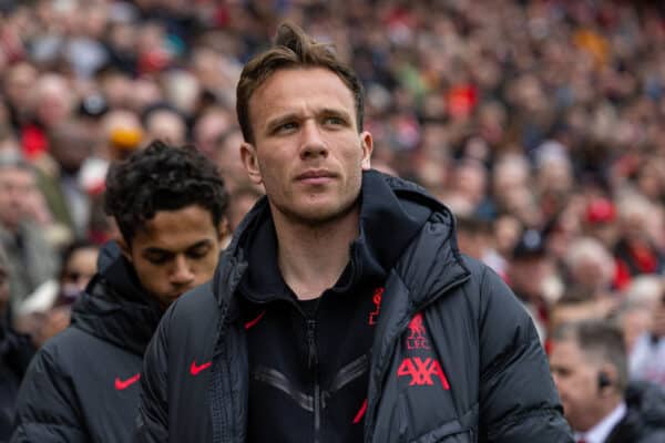 LIVERPOOL, ENGLAND - Sunday, April 9, 2023: Liverpool's Arthur Melo before the FA Premier League match between Liverpool FC and Arsenal FC at Anfield. The game ended in a 2-2 draw. (Pic by David Rawcliffe/Propaganda)