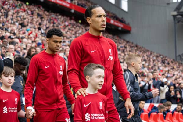 Liverpool players walk out before match Anfield Virgil van Dijk (Pic by David Rawcliffe/Propaganda)