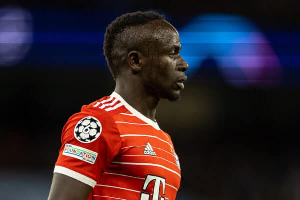 MANCHESTER, ENGLAND - Tuesday, April 11, 2023: Bayern Munich's Sadio Mané during the UEFA Champions League Quarter-Final 1st Leg match between Manchester City FC and FC Bayern Munich at the City of Manchester Stadium. (Pic by David Rawcliffe/Propaganda)