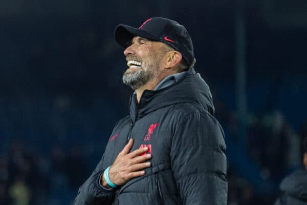 LEEDS, ENGLAND - Monday, April 17, 2023: Liverpool's manager Jürgen Klopp celebrates after the FA Premier League match between Leeds United FC and Liverpool FC at Elland Road. Liverpool won 6-1. (Pic by David Rawcliffe/Propaganda)