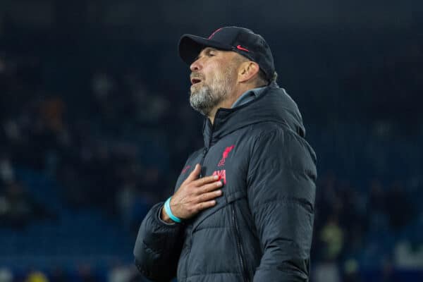 LEEDS, ENGLAND - Monday, April 17, 2023: Liverpool's manager Jürgen Klopp celebrates after the FA Premier League match between Leeds United FC and Liverpool FC at Elland Road. Liverpool won 6-1. (Pic by David Rawcliffe/Propaganda)