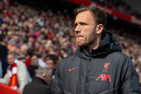 LIVERPOOL, ENGLAND - Saturday, April 22, 2023: Liverpool's Arthur Melo seen before the FA Premier League match between Liverpool FC and Nottingham Forest FC at Anfield. (Pic by David Rawcliffe/Propaganda)