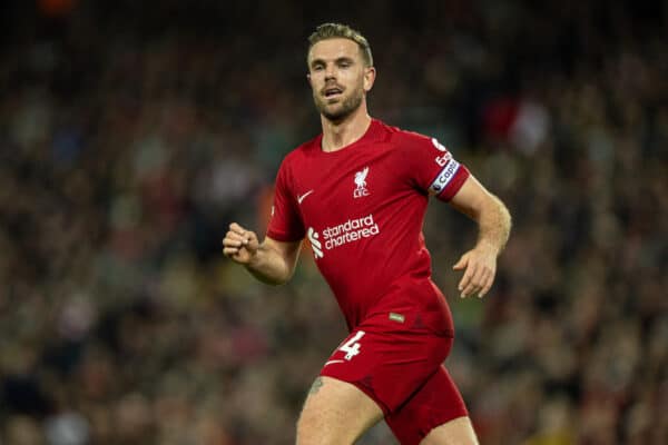 LIVERPOOL, ENGLAND - Wednesday, May 3, 2023: Liverpool's captain Jordan Henderson during the FA Premier League match between Liverpool FC and Fulham FC at Anfield. Liverpool won 1-0. (Pic by David Rawcliffe/Propaganda)