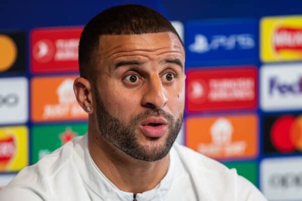 MANCHESTER, ENGLAND - Tuesday, May 16, 2023: Manchester City's Kyle Walker during a press conference at the Etihad Campus ahead of the UEFA Champions League Semi-Final 2nd Leg game between Manchester City FC and Real Madrid CF. (Pic by Jessica Hornby/Propaganda)