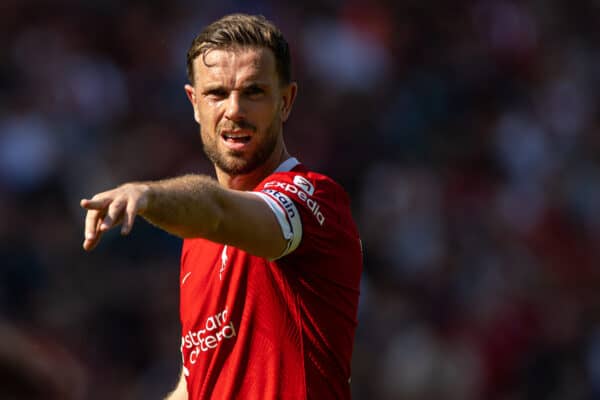 LIVERPOOL, ENGLAND - Saturday, May 20, 2023: Liverpool's captain Jordan Henderson during the FA Premier League match between Liverpool FC and Aston Villa FC at Anfield. (Pic by David Rawcliffe/Propaganda)