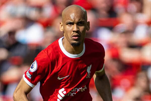 LIVERPOOL, ENGLAND - Saturday, May 20, 2023: Liverpool's Fabio Henrique Tavares 'Fabinho' during the FA Premier League match between Liverpool FC and Aston Villa FC at Anfield. (Pic by David Rawcliffe/Propaganda)