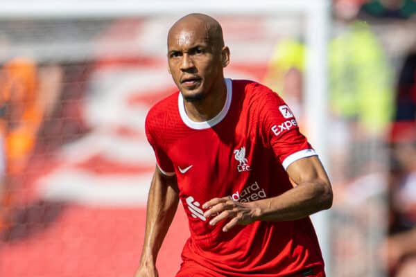 LIVERPOOL, ENGLAND - Saturday, May 20, 2023: Liverpool's Fabio Henrique Tavares 'Fabinho' during the FA Premier League match between Liverpool FC and Aston Villa FC at Anfield. (Pic by David Rawcliffe/Propaganda)