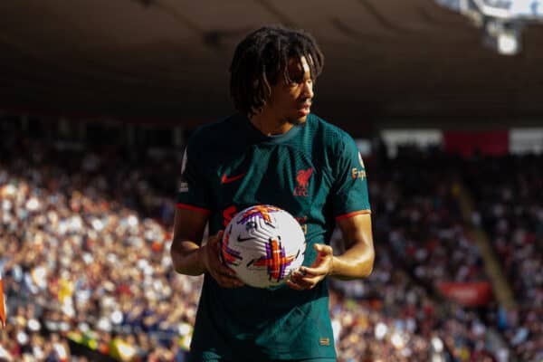 SOUTHAMPTON, ENGLAND - Sunday, May 28, 2023: Liverpool's Trent Alexander-Arnold during the FA Premier League match between Southampton FC and Liverpool FC at St Mary's Stadium. The game ended in a 4-4 draw. (Pic by David Rawcliffe/Propaganda)