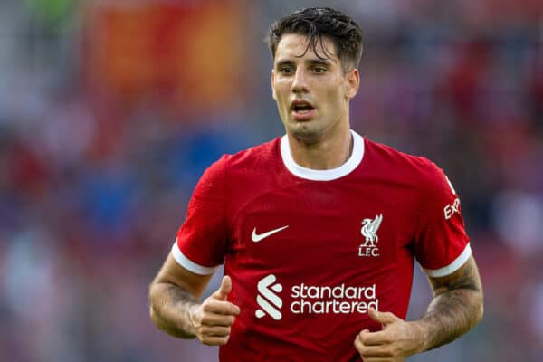 KARLSRUHE, GERMANY - Wednesday, July 19, 2023: Liverpool's Dominik Szoboszlai during a pre-season friendly match between Karlsruher SC and Liverpool FC at the Wildparkstadion. Liverpool won 4-2. (Pic by David Rawcliffe/Propaganda)