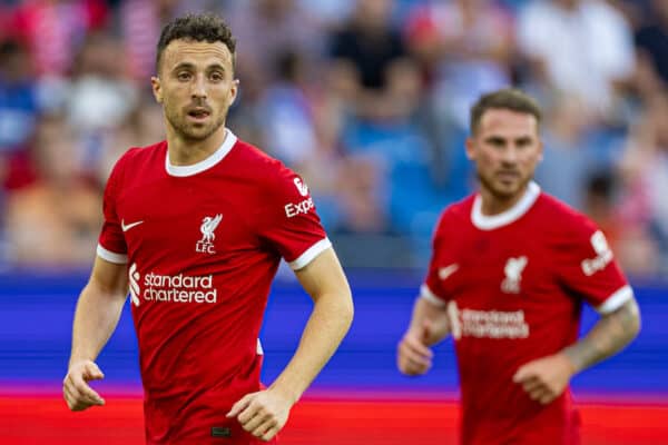 KARLSRUHE, GERMANY - Wednesday, July 19, 2023: Liverpool's Diogo Jota during a pre-season friendly match between Karlsruher SC and Liverpool FC at the Wildparkstadion. Liverpool won 4-2. (Pic by David Rawcliffe/Propaganda)