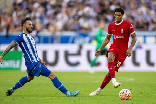 KARLSRUHE, GERMANY - Wednesday, July 19, 2023: Liverpool's Jarell Quansah during a pre-season friendly match between Karlsruher SC and Liverpool FC at the Wildparkstadion. Liverpool won 4-2. (Pic by David Rawcliffe/Propaganda)