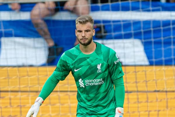 KARLSRUHE, GERMANY - Wednesday, July 19, 2023: Liverpool's goalkeeper Vitezslav Jaros during a pre-season friendly match between Karlsruher SC and Liverpool FC at the Wildparkstadion. Liverpool won 4-2. (Pic by David Rawcliffe/Propaganda)