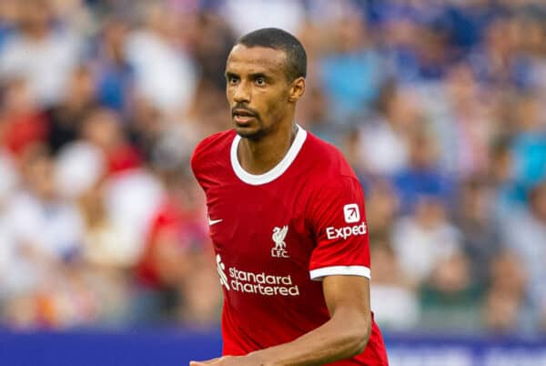 KARLSRUHE, GERMANY - Wednesday, July 19, 2023: Liverpool's Joël Matip during a pre-season friendly match between Karlsruher SC and Liverpool FC at the Wildparkstadion. Liverpool won 4-2. (Pic by David Rawcliffe/Propaganda)