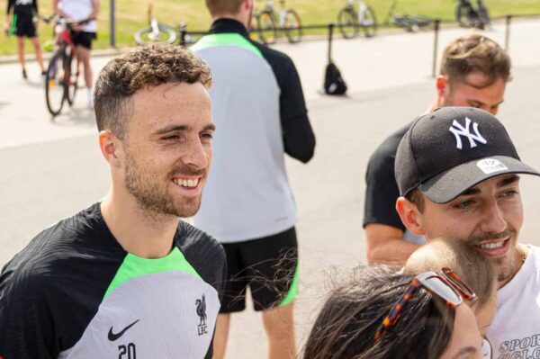 DONESCHINGEN, GERMANY - Sunday, July 23, 2023: Liverpool's Diogo Jota meets supporters before a pre-season training session at their camp in Germany. (Pic by David Rawcliffe/Propaganda)