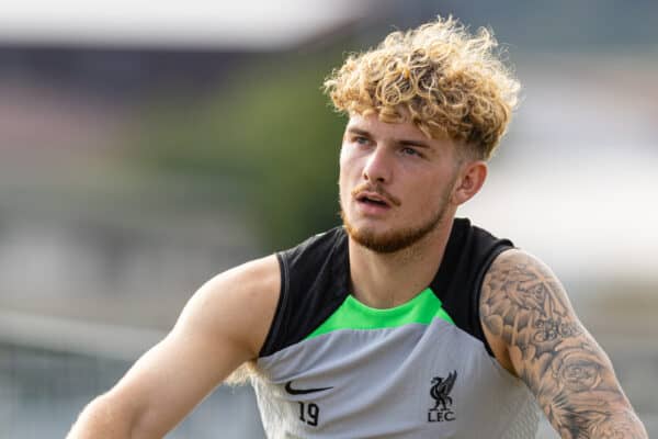 DONESCHINGEN, GERMANY - Sunday, July 23, 2023: Liverpool's Harvey Elliott cycles back to the team hotel after a training session during the pre-season training camp in Germany. (Pic by David Rawcliffe/Propaganda)