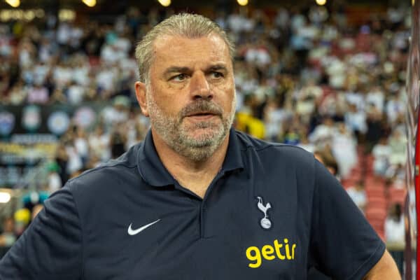 SINGAPORE - Wednesday, July 26, 2023: Tottenham Hotspur's manager Ange Postecoglou before the Tiger Cup pre-season friendly match between Tottenham Hotspur FC and Lion City Sailors FC at the Singapore National Stadium. Tottenham won 5-1. (Pic by David Rawcliffe/Propaganda)