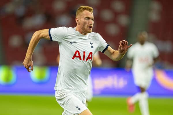 SINGAPORE - Wednesday, July 26, 2023: Tottenham Hotspur's Dejan Kulusevski during the Tiger Cup pre-season friendly match between Tottenham Hotspur FC and Lion City Sailors FC at the Singapore National Stadium. Tottenham won 5-1. (Pic by David Rawcliffe/Propaganda)
