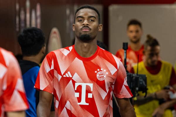 SINGAPORE - Wednesday, August 2, 2023: Bayern Munich's substitute Ryan Gravenberch before a pre-season friendly match between Liverpool FC and FC Bayern Munich FC at the Singapore National Stadium. Bayern won 4-3. (Pic by David Rawcliffe/Propaganda)