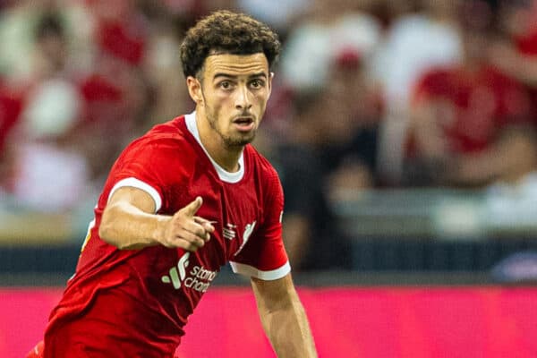 SINGAPORE - Wednesday, August 2, 2023: Liverpool's Curtis Jones during a pre-season friendly match between Liverpool FC and FC Bayern Munich FC at the Singapore National Stadium. Bayern won 4-3. (Pic by David Rawcliffe/Propaganda)