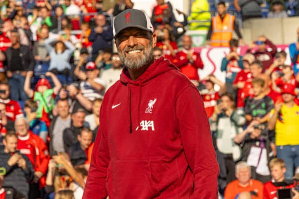 PRESTON, ENGLAND - Monday, August 7, 2023: Liverpool's manager Jürgen Klopp during the pre-match warm-up before a pre-season friendly match between Liverpool FC and SV Darmstadt 98 at Deepdale. Liverpool won 3-1. (Pic by David Rawcliffe/Propaganda)