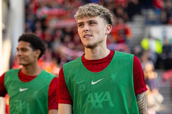 PRESTON, ENGLAND - Monday, August 7, 2023: Liverpool's substitute Bobby Clark beofre during a pre-season friendly match between Liverpool FC and SV Darmstadt 98 at Deepdale. Liverpool won 3-1. (Pic by David Rawcliffe/Propaganda)