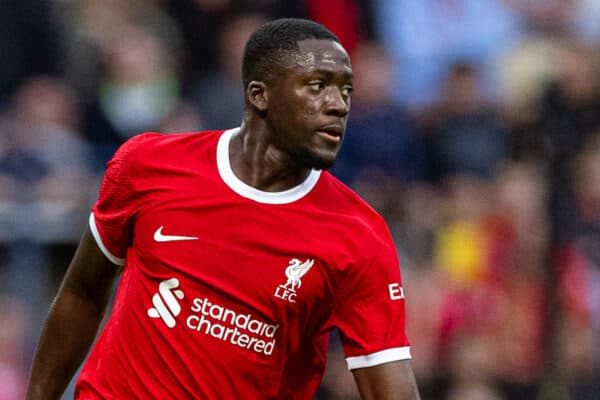 PRESTON, ENGLAND - Monday, August 7, 2023: Liverpool's Ibrahima Konaté during a pre-season friendly match between Liverpool FC and SV Darmstadt 98 at Deepdale. Liverpool won 3-1. (Pic by David Rawcliffe/Propaganda)