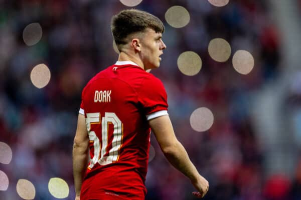 PRESTON, ENGLAND - Monday, August 7, 2023: Liverpool's Ben Doak during a pre-season friendly match between Liverpool FC and SV Darmstadt 98 at Deepdale. Liverpool won 3-1. (Pic by David Rawcliffe/Propaganda)