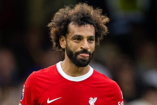 LONDON, ENGLAND - Sunday, August 13, 2023: Liverpool's Mohamed Salah during the FA Premier League match between Chelsea FC and Liverpool FC at Stamford Bridge. The game ended in a 1-1 draw. (Pic by David Rawcliffe/Propaganda)