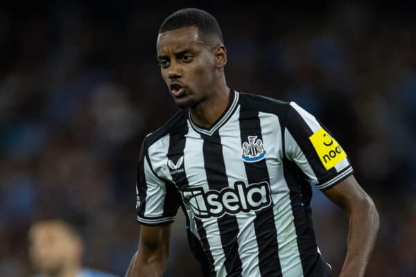 MANCHESTER, ENGLAND - Saturday, August 19, 2023: Newcastle United's Alexander Isak during the FA Premier League match between Manchester City FC and Newcastle United FC at the City of Manchester Stadium. Man City won 1-0. (Pic by David Rawcliffe/Propaganda)