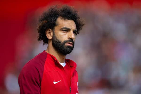 LIVERPOOL, ENGLAND - Saturday, August 19, 2023: Liverpool's Mohamed Salah before the FA Premier League match between Liverpool FC and AFC Bournemouth at Anfield. Liverpool won 3-1. (Pic by David Rawcliffe/Propaganda)